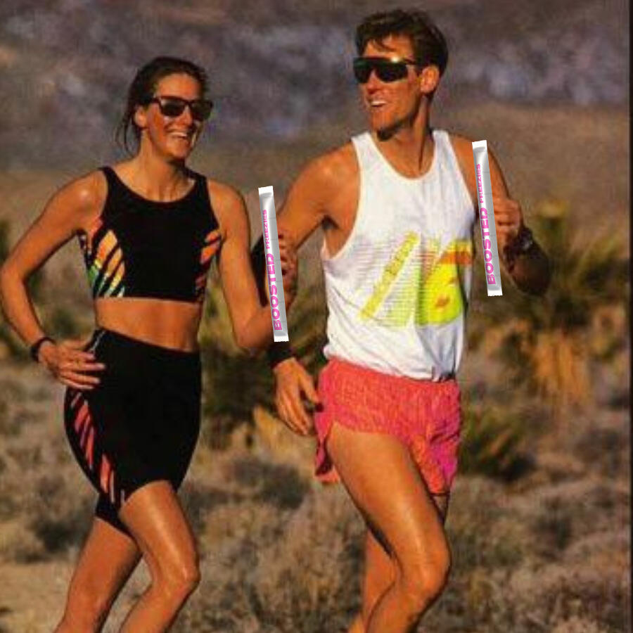 In the 90's people didn't have electrolyte freezies, this couple has a render of a freezy in their hands.